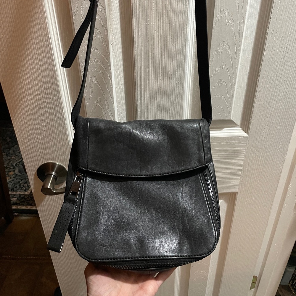 Vince Black Leather Crossbody Purse